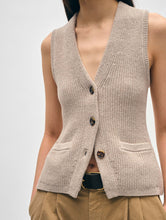 Load image into Gallery viewer, White + Warren Cotton Linen Ribbed Waistcoat

