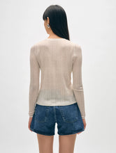 Load image into Gallery viewer, White + Warren Linen Gauze Variegated Ribbed Cardi Top
