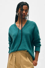 Load image into Gallery viewer, White & Warren Cashmere Rib Trim V Neck Sweater