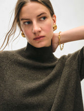 Load image into Gallery viewer, White & Warren Cashmere Rib Trim Standneck Sweater