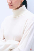 Load image into Gallery viewer, White & Warren Cashmere Rib Trim Easy Turtleneck