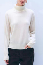 Load image into Gallery viewer, White & Warren Cashmere Rib Trim Easy Turtleneck
