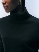 Load image into Gallery viewer, White & Warren Cashmere Rib Trim Easy Turtleneck