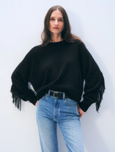 Load image into Gallery viewer, White & Warren Cashmere Blend Luxe Fringe Crew