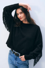 Load image into Gallery viewer, White & Warren Cashmere Blend Luxe Fringe Crew