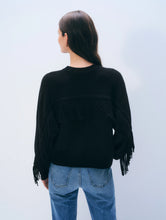 Load image into Gallery viewer, White & Warren Cashmere Blend Luxe Fringe Crew