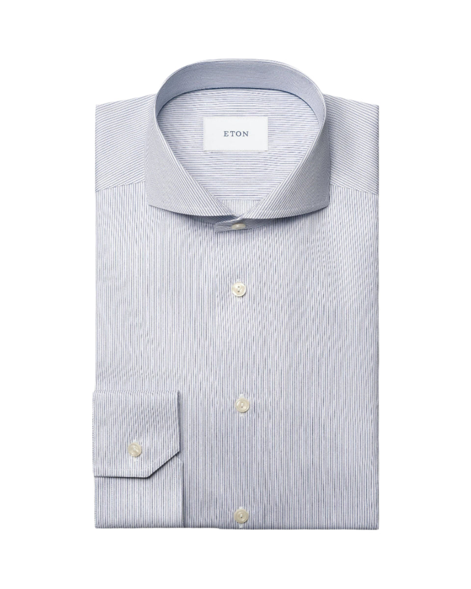 Eton Stripe Fine Twill Dress Shirt | Slim Fit | Size 42