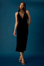 Load image into Gallery viewer, Donna Morgan Plunge Mesh Velvet Dress