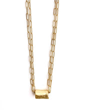 Load image into Gallery viewer, Erin Gray Barrel on Double Gold Paperclip Necklace