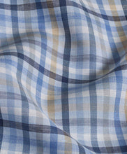 Load image into Gallery viewer, David Donahue Blue &amp; Tan Linen Check Shirt
