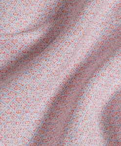 David Donahue Coral Linen Neat Print Short Sleeve Shirt