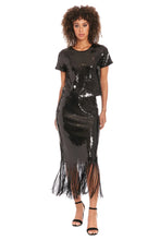 Load image into Gallery viewer, Muse Chelsea Sequin Fringe Skirt