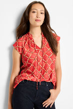 Load image into Gallery viewer, Nic + Zoe Squiggle Check Cap Sleeve Top