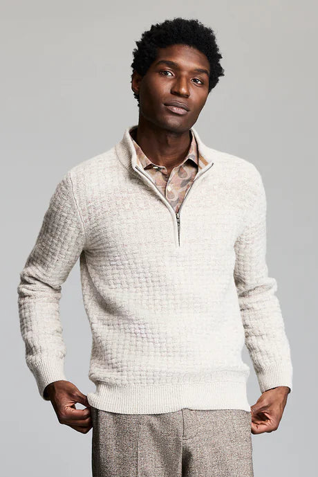 Billy Reid Basketweave Half Zip Sweater – Yacoubian Tailors