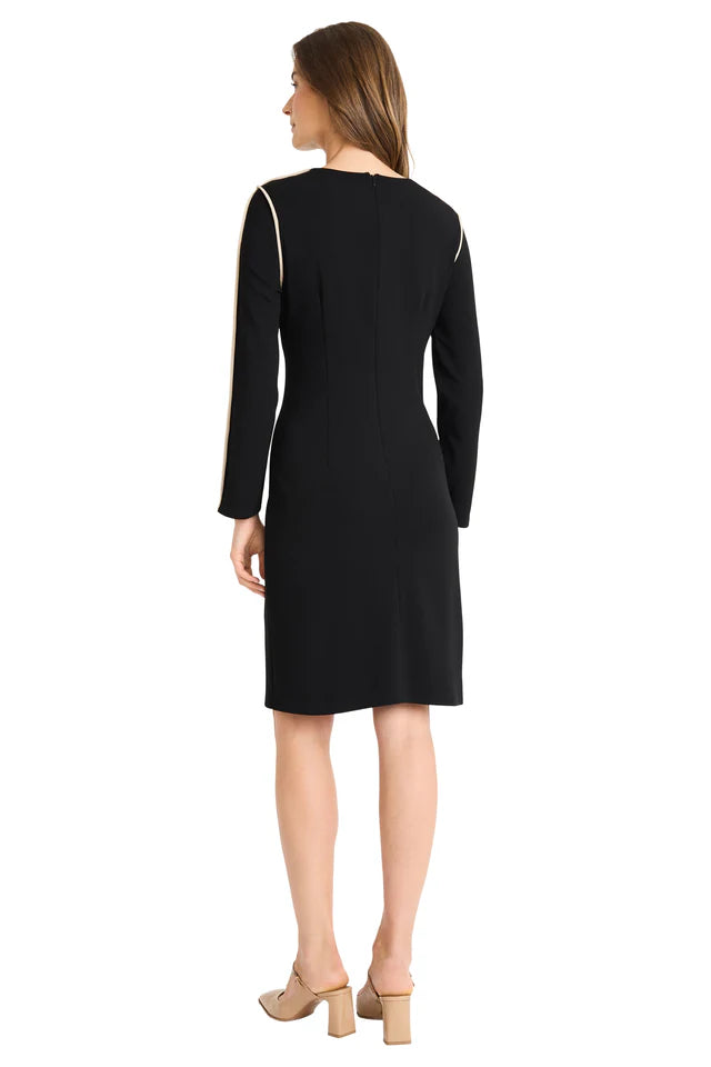 Maggy London Women's Sheath Dress with Contrast Seaming Details, Black