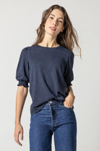 Load image into Gallery viewer, Lilla P Smocked Cuff Short Sleeve Crew
