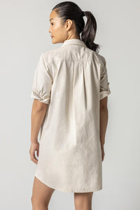 Lilla P Canvas Woven Cuff Sleeve Shirt Dress