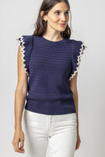 Load image into Gallery viewer, Lilla P Mixed Stitch Tipped Sleeve Crewneck Sweater
