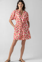 Load image into Gallery viewer, Lilla P Printed Voile Shirred Elbow Sleeve Dress