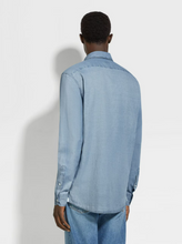 Load image into Gallery viewer, Zegna Solid Cotton And Linen Denim Long Sleeve Shirt