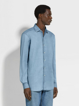 Load image into Gallery viewer, Zegna Solid Cotton And Linen Denim Long Sleeve Shirt