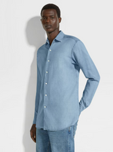 Load image into Gallery viewer, Zegna Solid Cotton And Linen Denim Long Sleeve Shirt