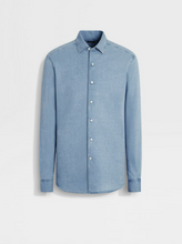Load image into Gallery viewer, Zegna Solid Cotton And Linen Denim Long Sleeve Shirt