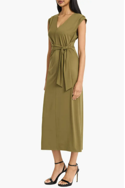 Donna Morgan Women's Cap Sleeve Midi Dress - Green - Size 10