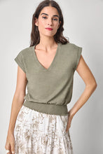 Load image into Gallery viewer, Lilla P Smocked Hem V Neck Top