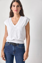 Load image into Gallery viewer, Lilla P Smocked Hem V Neck Top