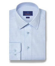 Load image into Gallery viewer, David Donahue Sky Twill Dot Silk Blend Dress Shirt