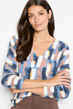 Load image into Gallery viewer, Nic + Zoe Brushstrokes Waffle V Neck Sweater
