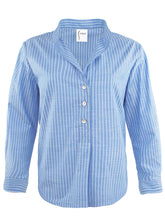 Load image into Gallery viewer, Finley Chambray Stripe Henri Top