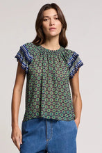 Load image into Gallery viewer, Velvet Dahlia Border Print Top