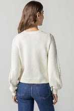Load image into Gallery viewer, Lilla P Long Sleeve Cable Crewneck Sweater
