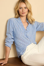 Load image into Gallery viewer, Nic + Zoe Striped Ruffled Around Top