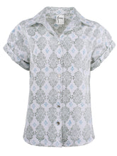 Load image into Gallery viewer, Finley Mended Vara Dogwood Print Roll Sleeve Camp Shirt