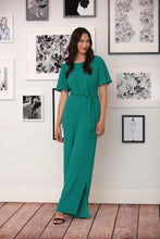 Load image into Gallery viewer, London Times Crepe Flutter Sleeve Jumpsuit
