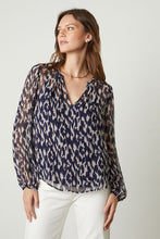 Load image into Gallery viewer, Velvet Calico Printed Chiffon Blouse
