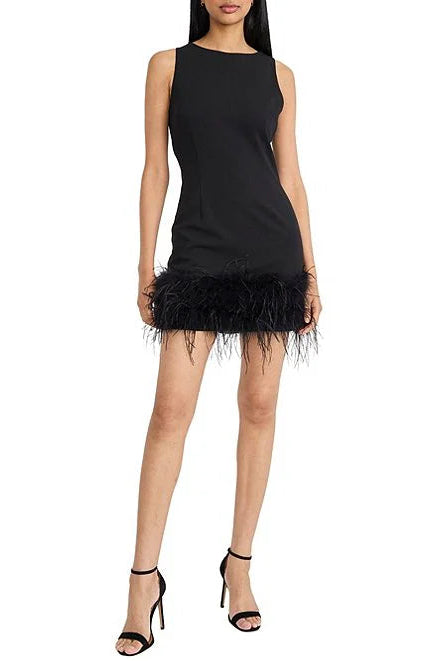Donna Morgan Solid Sheath With Feathered Hem