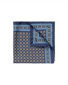 Eton Medallion Print Silk Pocket Square