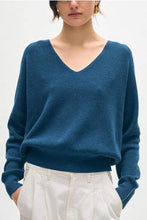 Load image into Gallery viewer, White + Warren Tipped V Neck Sweater
