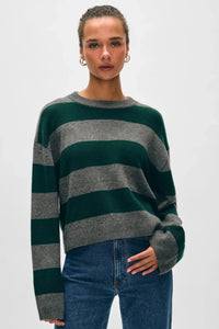 White + Warren Cashmere Striped Crewneck Sweater