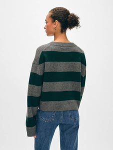 White + Warren Cashmere Striped Crewneck Sweater