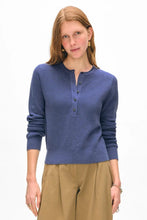 Load image into Gallery viewer, White + Warren Fine Cotton Blend Ribbed Henley
