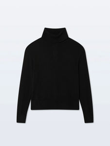 White & Warren Cashmere Rib Trim Easy Turtleneck