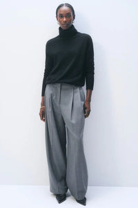 White & Warren Cashmere Rib Trim Easy Turtleneck
