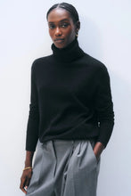Load image into Gallery viewer, White &amp; Warren Cashmere Rib Trim Easy Turtleneck
