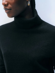 White & Warren Cashmere Rib Trim Easy Turtleneck