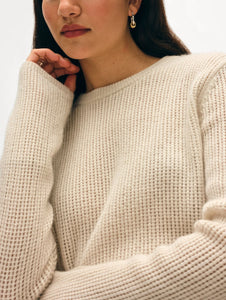 White & Warren Cashmere Waffle Mesh Crew